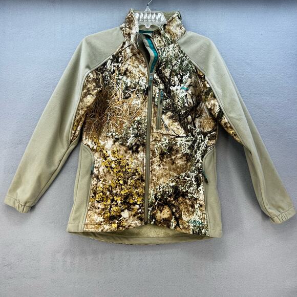 Cabela's Jackets & Blazers - Cabela's Outfither Jacket Women's Small Brown Woodland Camo Softshell Hunting
